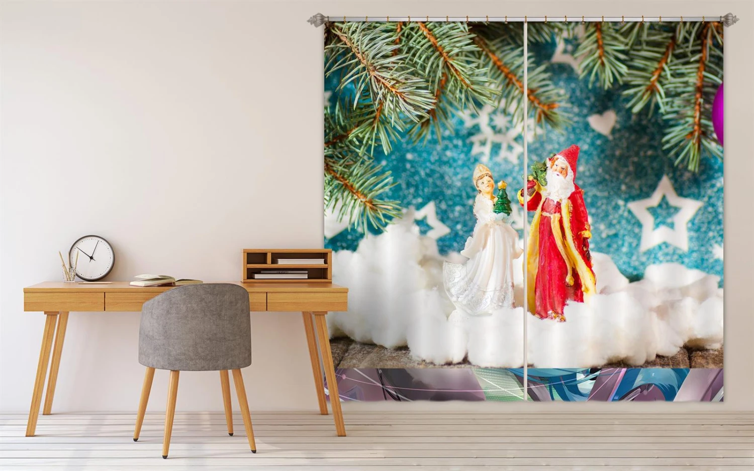 3D Santa Claus Ornaments 52061 Christmas Blockout Photo Curtain Printing Curtains Drapes Fabric Wind 4 3D Santa Claus Ornaments 52061 Christmas Blockout Photo Curtain Printing Curtains Drapes Fabric Wind - Image 2