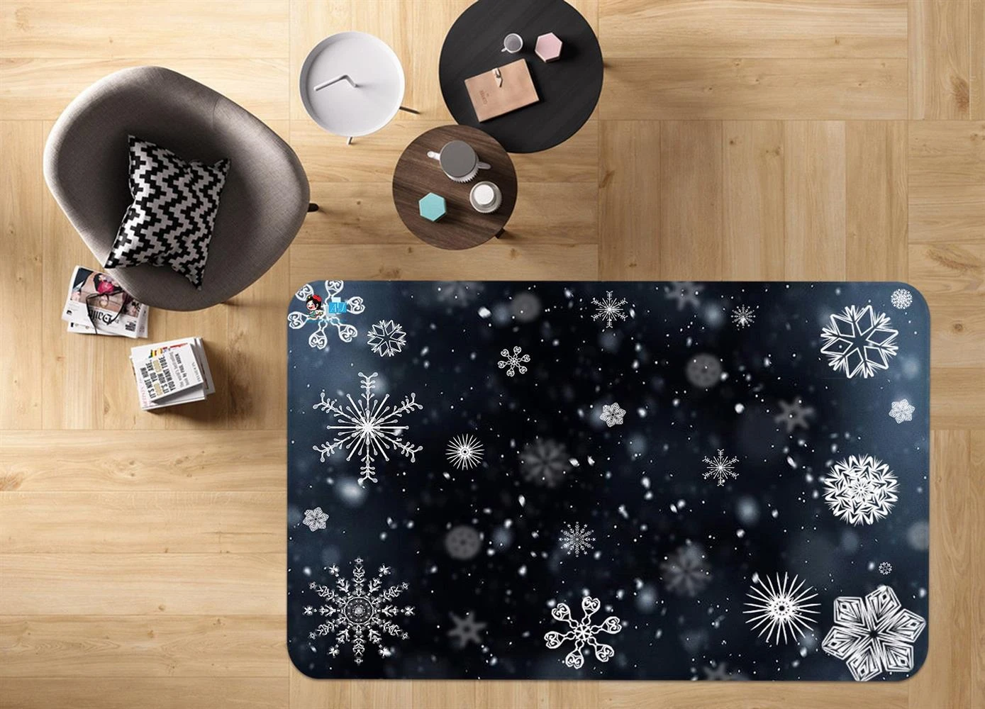 3D Snowflake Pattern 65191 Christmas Non Slip Rug Mat Room Mat Quality Elegant Photo Carpet Xmas 4 3D Snowflake Pattern 65191 Christmas Non Slip Rug Mat Room Mat Quality Elegant Photo Carpet Xmas - Image 2