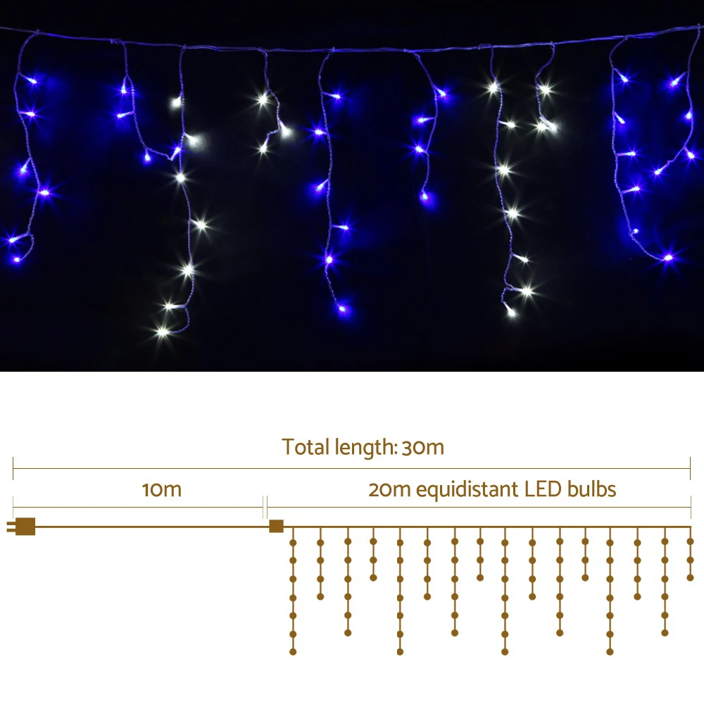 Jingle Jollys 30M Christmas Icicle Lights String Light Outdoor Xmas Lamp Blue 8 Jingle Jollys 30M Christmas Icicle Lights String Light Outdoor Xmas Lamp Blue - Image 6