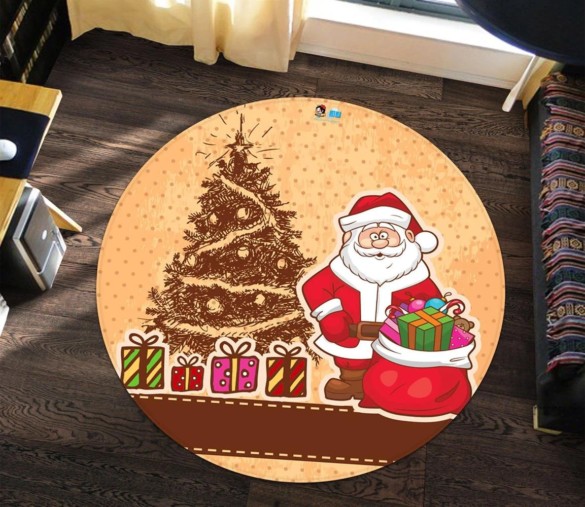 3D Christmas Tree Gift 075 Round Non Slip Rug Mat Room Mat Quality Elegant Photo Carpet 4 3D Christmas Tree Gift 075 Round Non Slip Rug Mat Room Mat Quality Elegant Photo Carpet - Image 2