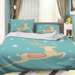 3D Christmas Jumping Deer 19 Bed Pillowcases Quilt Cover Set Bedding Set Pillowcases Duvet Cover KIN