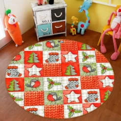 3D Socks Tree Star Lattice 54033 Christmas Round Non Slip Rug Mat Room Mat Quality Elegant Photo Car