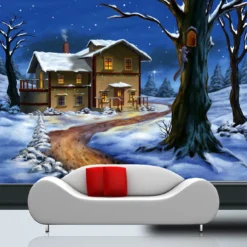 3D Christmas Eve Hut 663 Wallpaper Mural Wall Mural Wall Murals Removable Wallpaper Woven Paper (nee