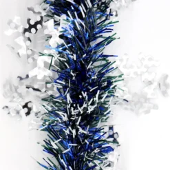 5x 2.5m Christmas Tinsel Xmas Garland Sparkly Snowflake Party Natural Home Décor - Snow In Blue
