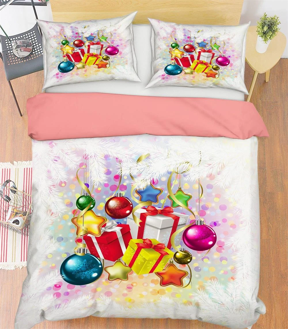 3D Christmas Colorful Ball Gift 46 Bed Pillowcases Quilt Cover Set Bedding Set Pillowcases Duvet Cov 4 3D Christmas Colorful Ball Gift 46 Bed Pillowcases Quilt Cover Set Bedding Set Pillowcases Duvet Cov - Image 2