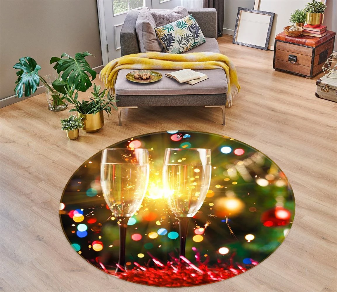 3D Wine Glass 54020 Christmas Round Non Slip Rug Mat Room Mat Quality Elegant Photo Carpet Xmas 5 3D Wine Glass 54020 Christmas Round Non Slip Rug Mat Room Mat Quality Elegant Photo Carpet Xmas - Image 3