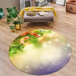3D Branches Light Shadow 54172 Christmas Round Non Slip Rug Mat Room Mat Quality Elegant Photo Carpe
