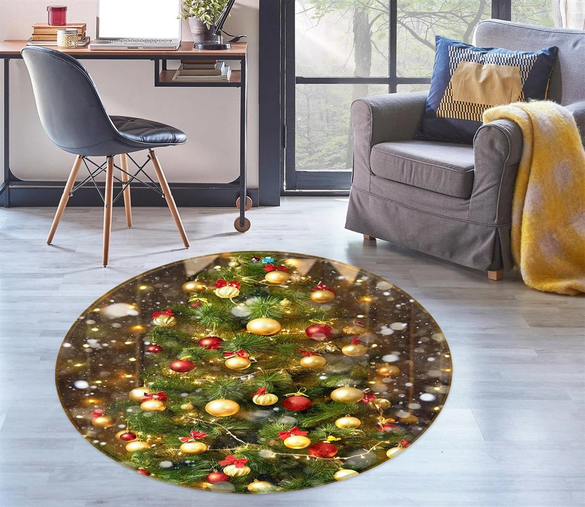 3D Tree Ball 54070 Christmas Round Non Slip Rug Mat Room Mat Quality Elegant Photo Carpet Xmas 5 3D Tree Ball 54070 Christmas Round Non Slip Rug Mat Room Mat Quality Elegant Photo Carpet Xmas - Image 3
