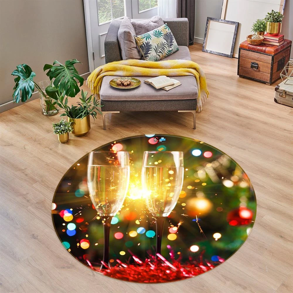 3D Wine Glass 54020 Christmas Round Non Slip Rug Mat Room Mat Quality Elegant Photo Carpet Xmas 4 3D Wine Glass 54020 Christmas Round Non Slip Rug Mat Room Mat Quality Elegant Photo Carpet Xmas - Image 2