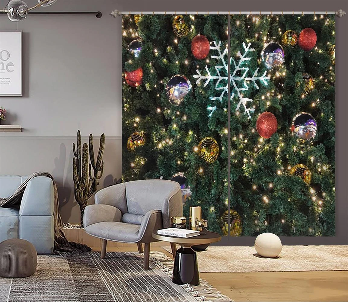 3D Tree Snowflake 52079 Christmas Blockout Photo Curtain Printing Curtains Drapes Fabric Window Xmas 5 3D Tree Snowflake 52079 Christmas Blockout Photo Curtain Printing Curtains Drapes Fabric Window Xmas - Image 3