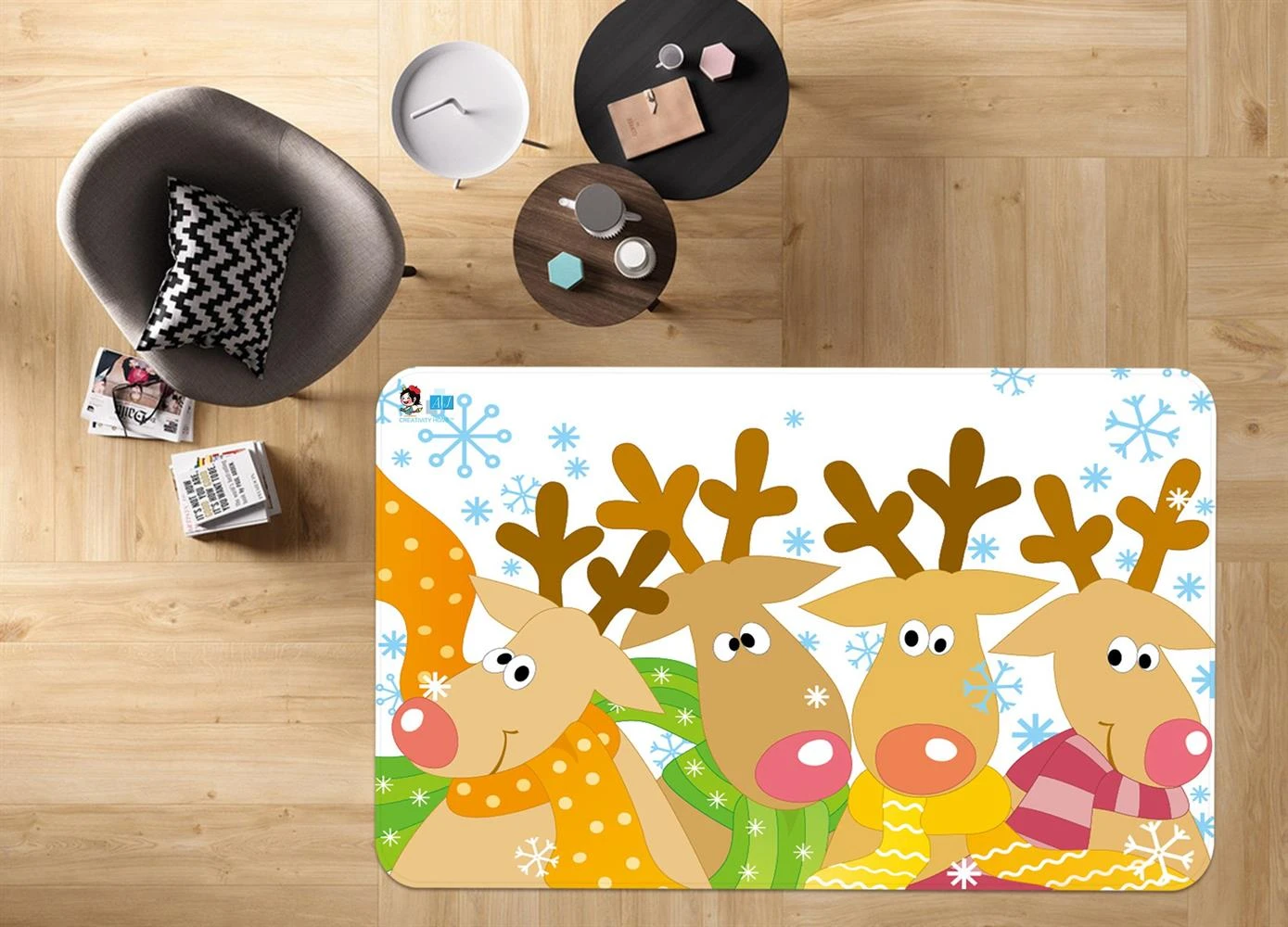 3D Group Deer Snowflake 65174 Christmas Non Slip Rug Mat Room Mat Quality Elegant Photo Carpet Xmas 4 3D Group Deer Snowflake 65174 Christmas Non Slip Rug Mat Room Mat Quality Elegant Photo Carpet Xmas - Image 2