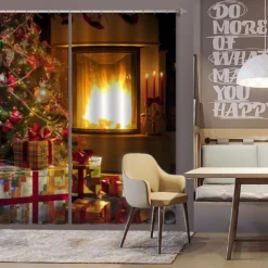 3D Tree Gift Fireplace 52004 Christmas Blockout Photo Curtain Printing Curtains Drapes Fabric Window