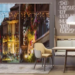 3D Houses 52035 Christmas Blockout Photo Curtain Printing Curtains Drapes Fabric Window Xmas