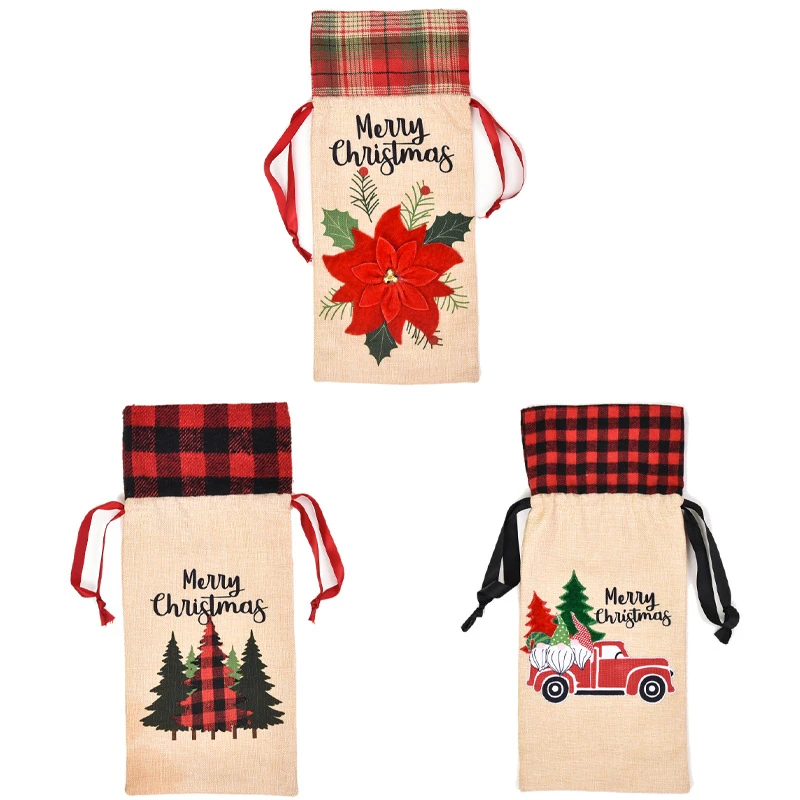 3 Pack Christmas Family Holiday Party Decorations Wine Bottle Cover 5 3 Pack Christmas Family Holiday Party Decorations Wine Bottle Cover - Image 3