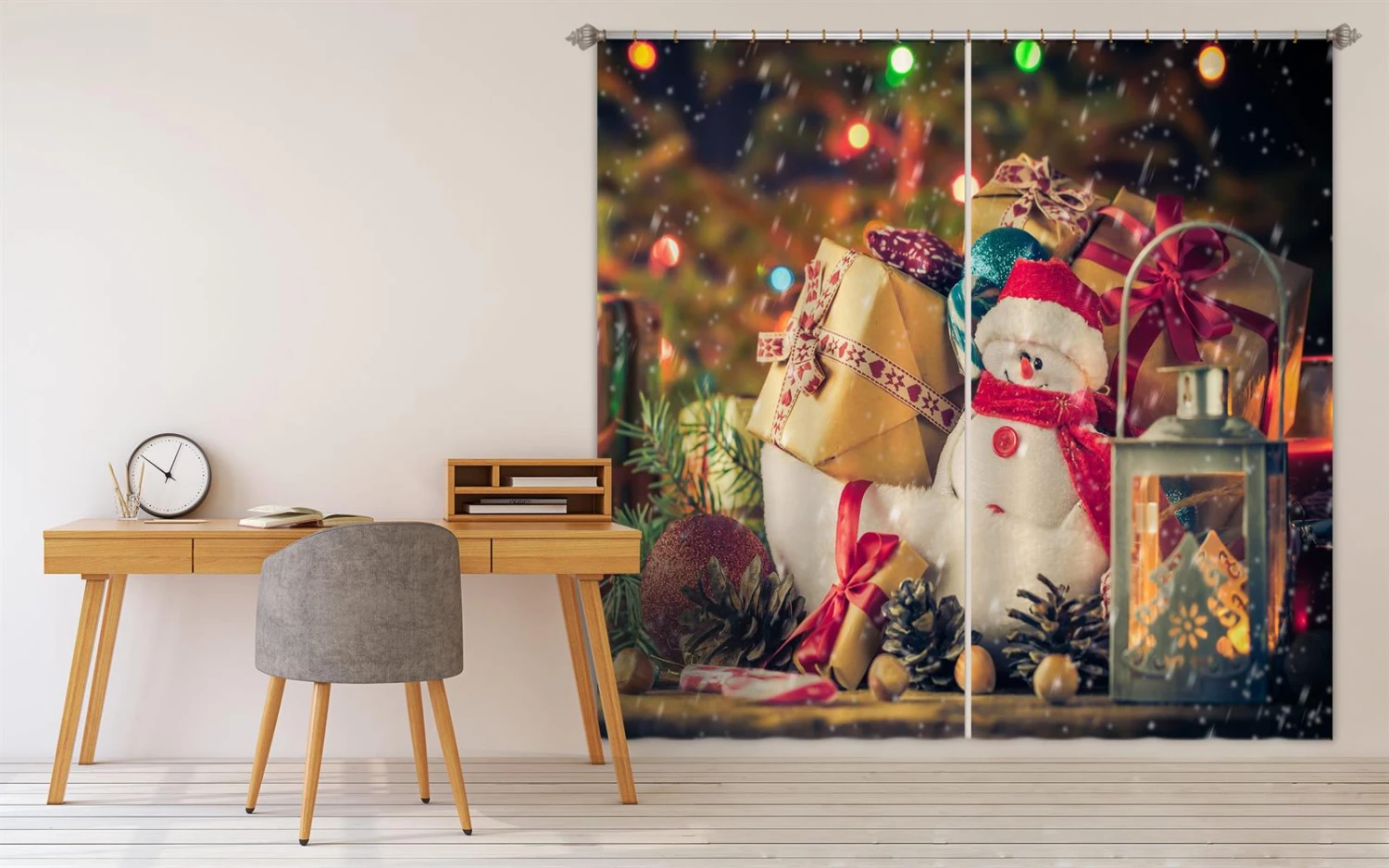 3D Snowman Doll Pile Of Gifts 52029 Christmas Blockout Photo Curtain Printing Curtains Drapes Fabric 3 3D Snowman Doll Pile Of Gifts 52029 Christmas Blockout Photo Curtain Printing Curtains Drapes Fabric