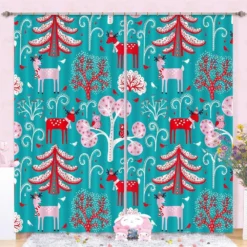 3D Christmas Cartoon Deer 57 Blockout Photo Curtain Printing Curtains Drapes Fabric Window