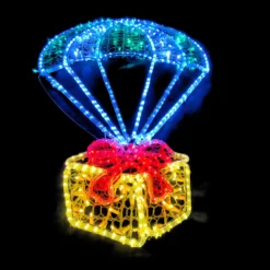 Parachuting Present Gold Christmas Rope Light Moti