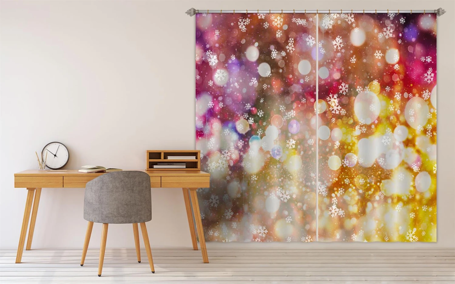 3D Snowflake Aperture 52058 Christmas Blockout Photo Curtain Printing Curtains Drapes Fabric Window 5 3D Snowflake Aperture 52058 Christmas Blockout Photo Curtain Printing Curtains Drapes Fabric Window - Image 3
