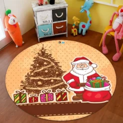3D Tree Santa Claus Gift 66005 Christmas Round Non Slip Rug Mat Room Mat Quality Elegant Photo Carpe -Amscan Sales Store 118ed09457d9f3d4ea3aabb04e097476