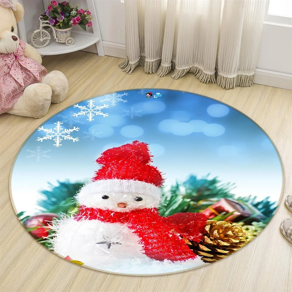 3D Snowman Doll 54129 Christmas Round Non Slip Rug Mat Room Mat Quality Elegant Photo Carpet Xmas 5 3D Snowman Doll 54129 Christmas Round Non Slip Rug Mat Room Mat Quality Elegant Photo Carpet Xmas - Image 3