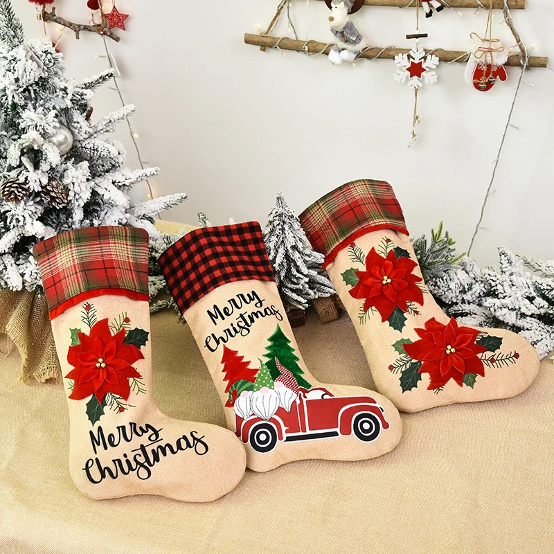 3 Christmas Family Holiday Party Decorations Stockings Xmas Stockings Gift Bag Candy Bag 4 3 Christmas Family Holiday Party Decorations Stockings Xmas Stockings Gift Bag Candy Bag - Image 2