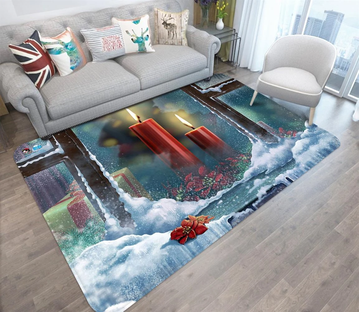3D Glass Candle Snow 65184 Christmas Non Slip Rug Mat Room Mat Quality Elegant Photo Carpet Xmas 5 3D Glass Candle Snow 65184 Christmas Non Slip Rug Mat Room Mat Quality Elegant Photo Carpet Xmas - Image 3