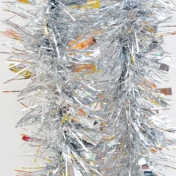 5x 2.5m Christmas Tinsel Xmas Garland Sparkly Snowflake Party Natural Home Décor - Thick Silver