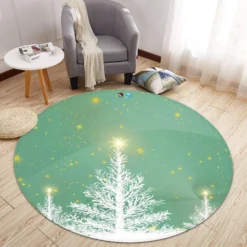 3D White Tree 65234 Christmas Round Non Slip Rug Mat Room Mat Quality Elegant Photo Carpet Xmas