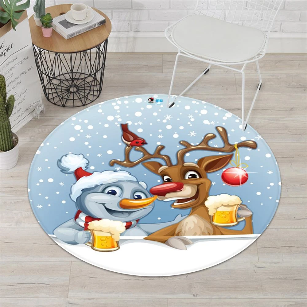 3D Snowman Deer Beer 66011 Christmas Round Non Slip Rug Mat Room Mat Quality Elegant Photo Carpet Xm 4 3D Snowman Deer Beer 66011 Christmas Round Non Slip Rug Mat Room Mat Quality Elegant Photo Carpet Xm - Image 2