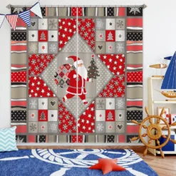 3D Santa Claus 52089 Christmas Blockout Photo Curtain Printing Curtains Drapes Fabric Window Xmas