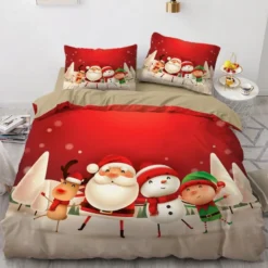 3D Cartoon Christmas 9141 Bed Pillowcases Quilt Cover Set Bedding Set Pillowcases Duvet Cover KING S