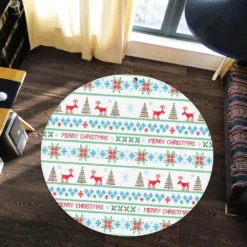 3D Tree Deer Pattern 65219 Christmas Round Non Slip Rug Mat Room Mat Quality Elegant Photo Carpet Xm