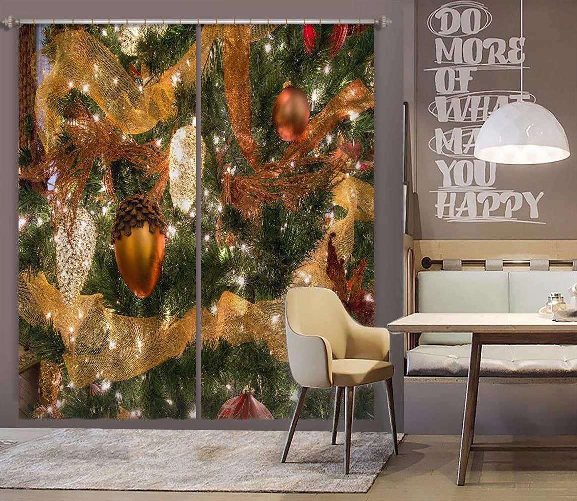 3D Pine Cones 52044 Christmas Blockout Photo Curtain Printing Curtains Drapes Fabric Window Xmas 4 3D Pine Cones 52044 Christmas Blockout Photo Curtain Printing Curtains Drapes Fabric Window Xmas - Image 2