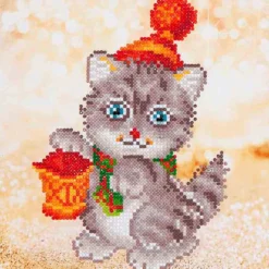 Amscan Sales Store 49 Diamond Dotz CHRISTMAS KITTEN GLOW DD3.013, 5D Diamond Art Kit