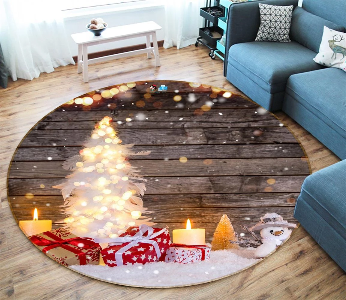 3D White Snow Tree Gift 54071 Christmas Round Non Slip Rug Mat Room Mat Quality Elegant Photo Carpet 4 3D White Snow Tree Gift 54071 Christmas Round Non Slip Rug Mat Room Mat Quality Elegant Photo Carpet - Image 2
