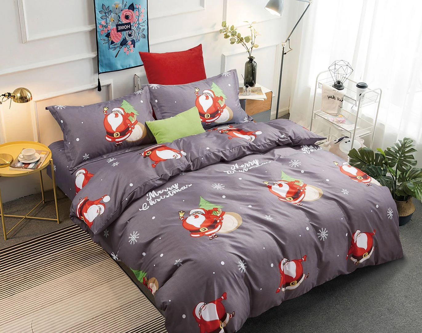 Christmas Santa Quilt/Doona/Duvet Cover & 2 Pillowcases Set (Super King Size Bed) M425 4 Christmas Santa Quilt/Doona/Duvet Cover & 2 Pillowcases Set (Super King Size Bed) M425 - Image 2