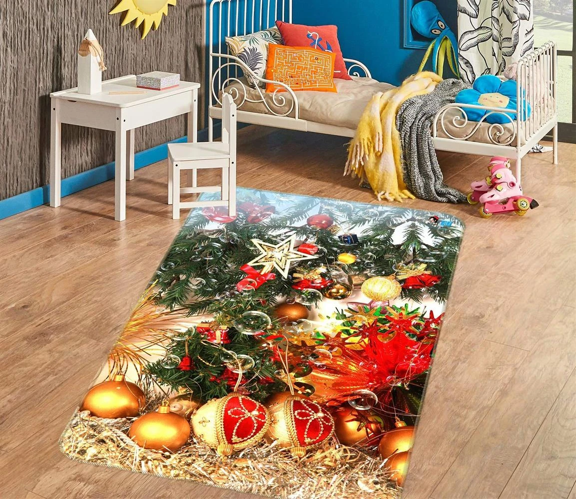 3D Golden Ball Pendant 55039 Christmas Non Slip Rug Mat Room Mat Quality Elegant Photo Carpet Xmas 4 3D Golden Ball Pendant 55039 Christmas Non Slip Rug Mat Room Mat Quality Elegant Photo Carpet Xmas - Image 2