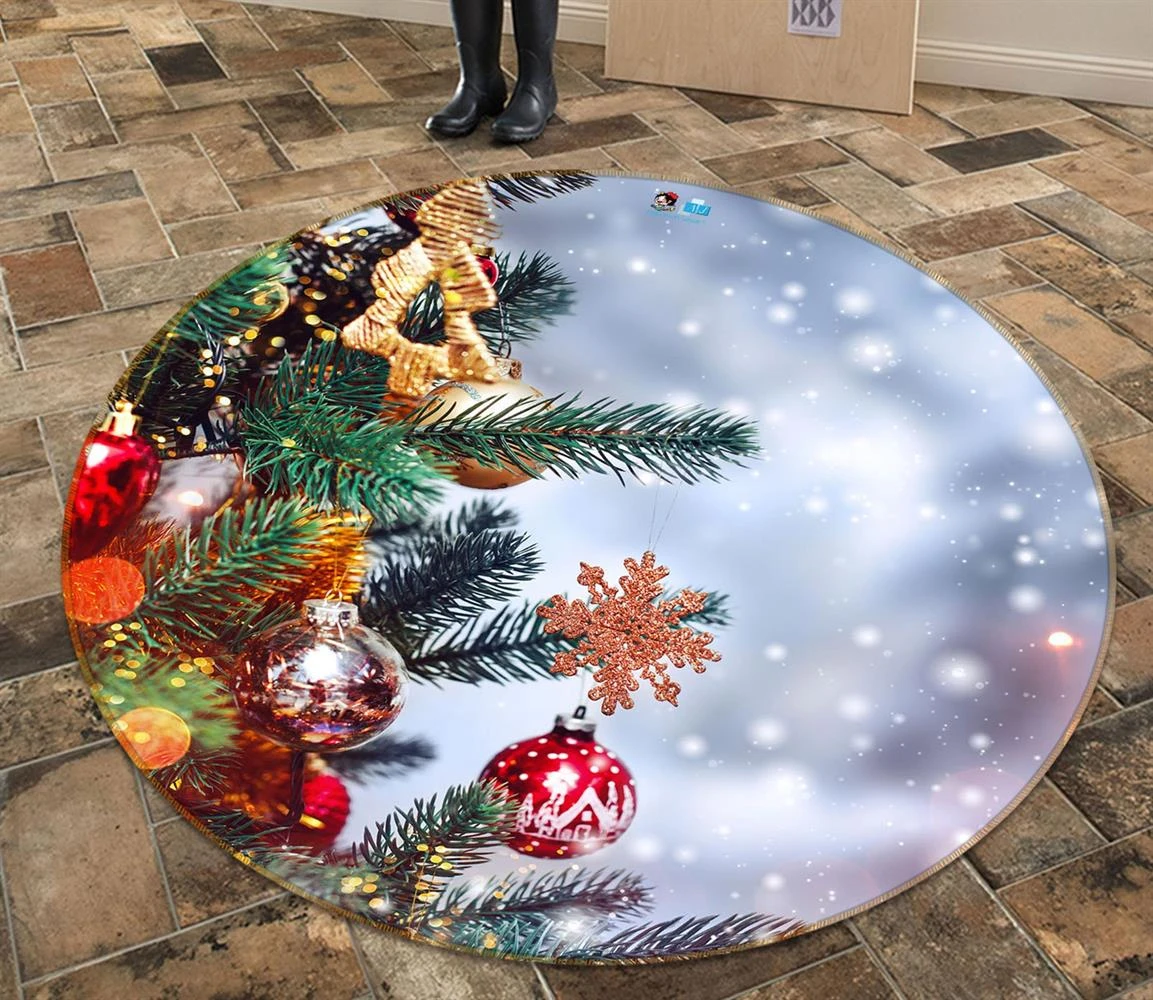 3D Tree Pendant 54156 Christmas Round Non Slip Rug Mat Room Mat Quality Elegant Photo Carpet Xmas 4 3D Tree Pendant 54156 Christmas Round Non Slip Rug Mat Room Mat Quality Elegant Photo Carpet Xmas - Image 2