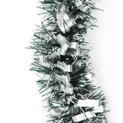 5x 2.5m Christmas Tinsel Xmas Garland Sparkly Snowflake Party Natural Home Décor - Bows (Silver Blac