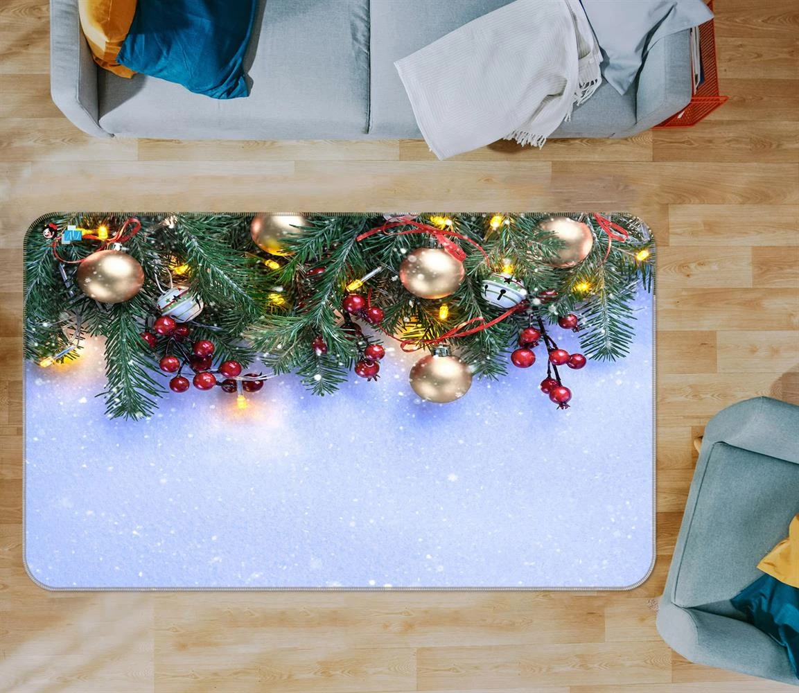 3D Branch Golden Ball Pendant 55090 Christmas Non Slip Rug Mat Room Mat Quality Elegant Photo Carpet 5 3D Branch Golden Ball Pendant 55090 Christmas Non Slip Rug Mat Room Mat Quality Elegant Photo Carpet - Image 3