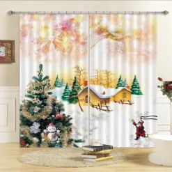 3D Christmas Tree House 41 Blockout Photo Curtain Printing Curtains Drapes Fabric Window