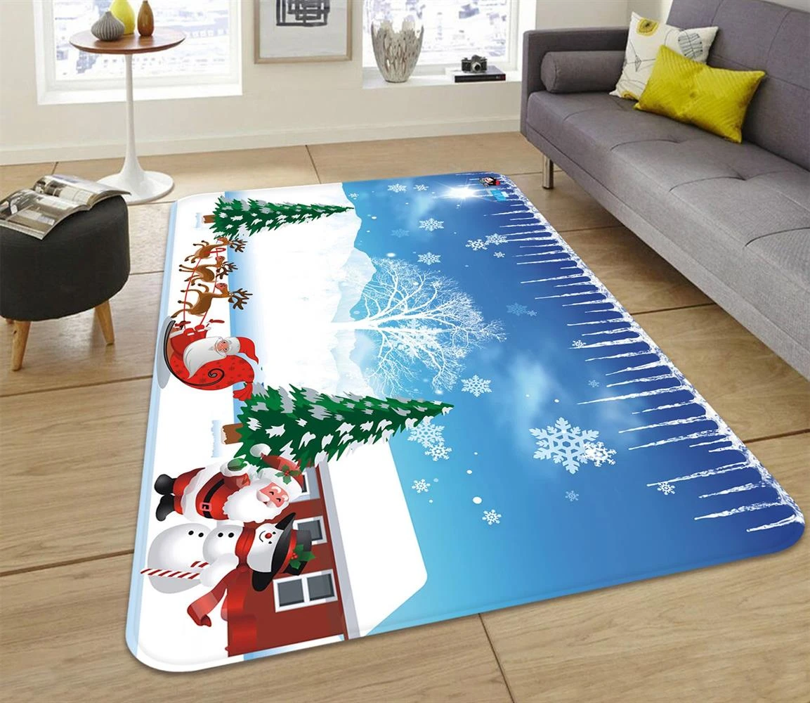 3D Snow House Tree Santa 65182 Christmas Non Slip Rug Mat Room Mat Quality Elegant Photo Carpet Xmas 5 3D Snow House Tree Santa 65182 Christmas Non Slip Rug Mat Room Mat Quality Elegant Photo Carpet Xmas - Image 3