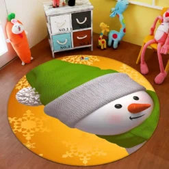 3D Snowman 54128 Christmas Round Non Slip Rug Mat Room Mat Quality Elegant Photo Carpet Xmas
