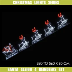 Christmas LED Motif Santa Riding Reindeers In Sleigh White Edition 560x80cm Indoor Outdoor Display S 7 Christmas LED Motif Santa Riding Reindeers In Sleigh White Edition 560x80cm Indoor Outdoor Display S -Amscan Sales Store 333f2fde48d4d5c053b890ac47963900