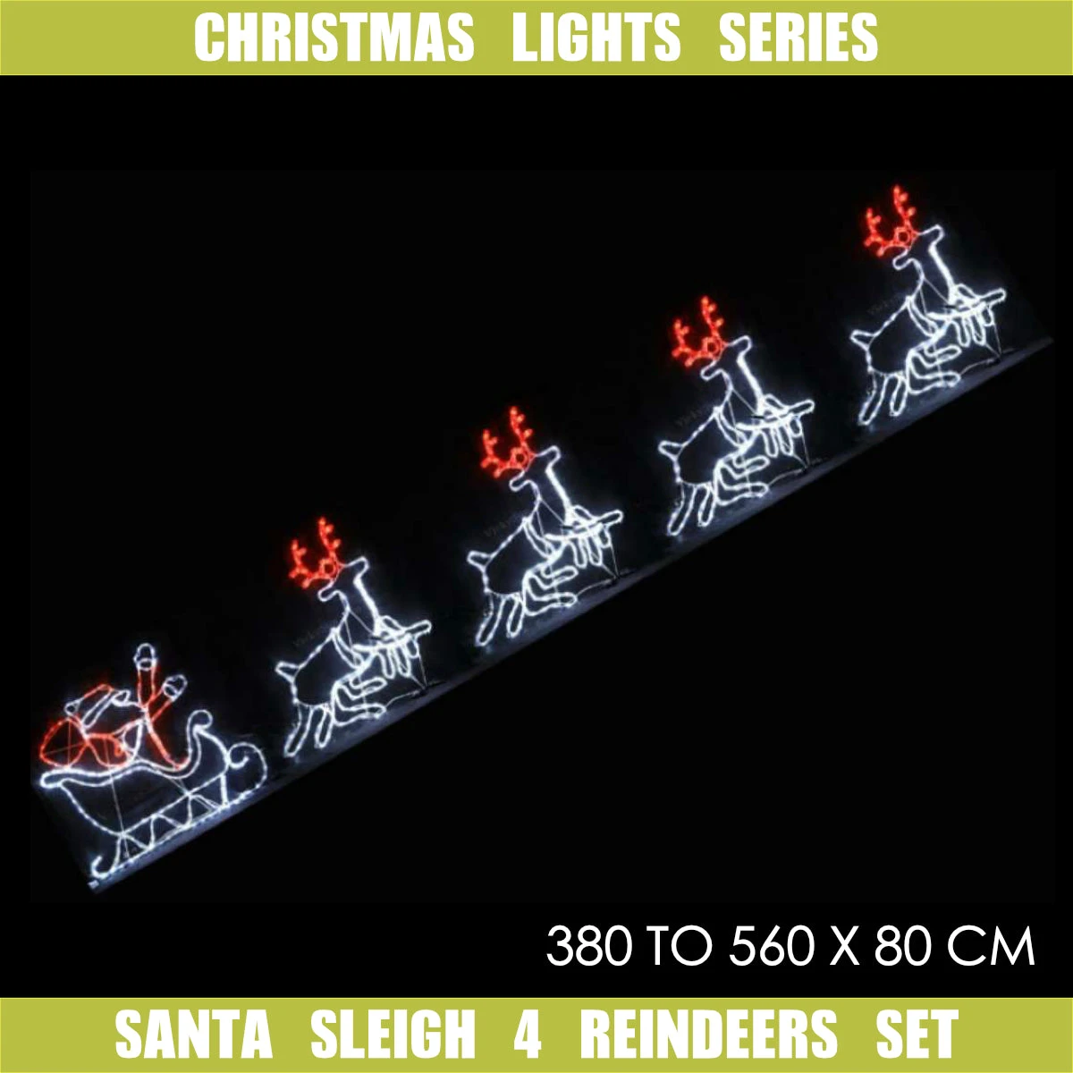 Christmas LED Motif Santa Riding Reindeers In Sleigh White Edition 560x80cm Indoor Outdoor Display S 5 Christmas LED Motif Santa Riding Reindeers In Sleigh White Edition 560x80cm Indoor Outdoor Display S - Image 3