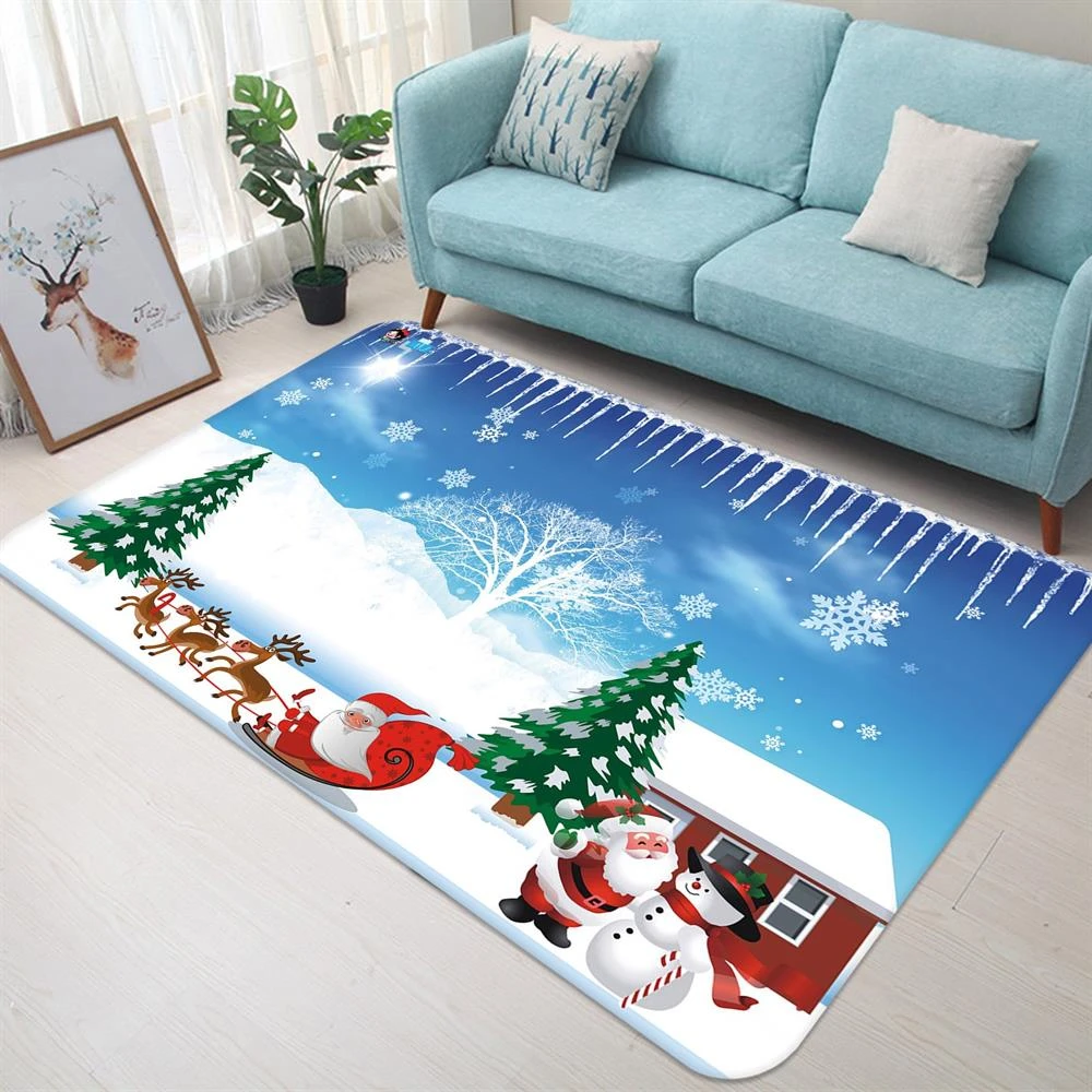 3D Snow House Tree Santa 65182 Christmas Non Slip Rug Mat Room Mat Quality Elegant Photo Carpet Xmas 4 3D Snow House Tree Santa 65182 Christmas Non Slip Rug Mat Room Mat Quality Elegant Photo Carpet Xmas - Image 2