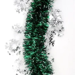 5x 2.5m Christmas Tinsel Xmas Garland Sparkly Snowflake Party Natural Home Décor - Snow In Dark Gree