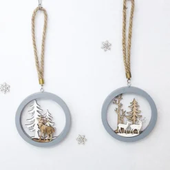 2x Christmas Wooden Reindeer Elk Tree Wall Door Hanging Decoration Xmas Ornament