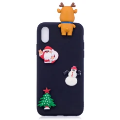 For IPhone XR Case Black 3D Christmas Elk Pattern TPU Protective Cover