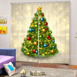 3D Shining Christmas Tree 2057 Blockout Photo Curtain Printing Curtains Drapes Fabric Window